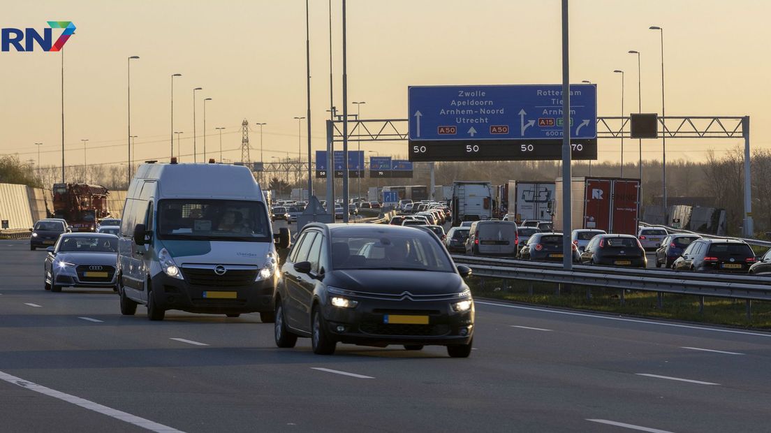 De A50 bij knooppunt Bankhoef