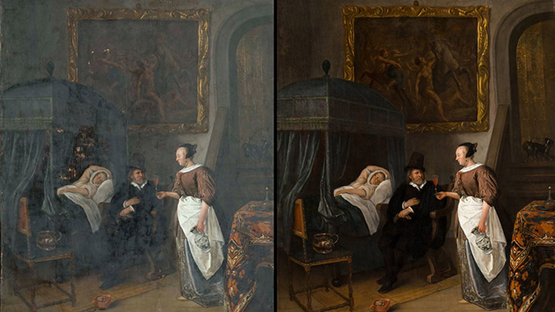 'Het Doktersbezoek' van Jan Steen voor en na de restauratie