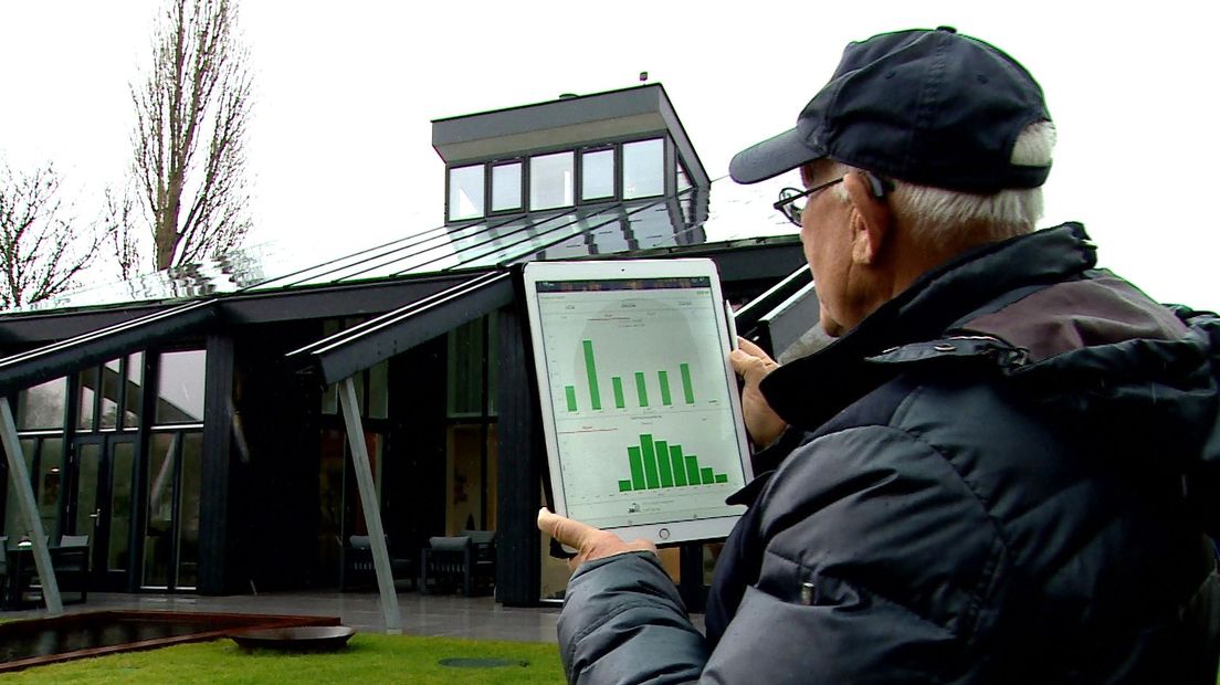 Dick Rakhorst is trots op de opbrengst van zijn vijftig zonnepanelen.