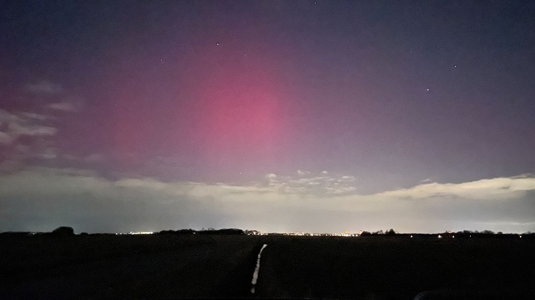 Het Noorderlicht boven natuurgebied De Onlanden