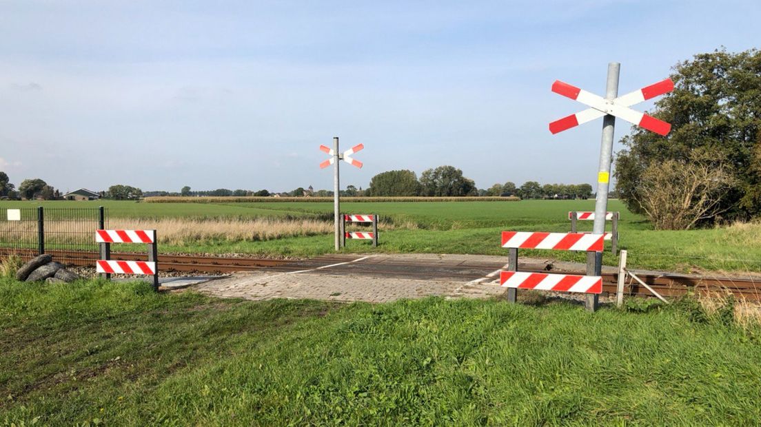 De onbewaakte overgang aan de Zuider Lopsterweg bij Loppersum