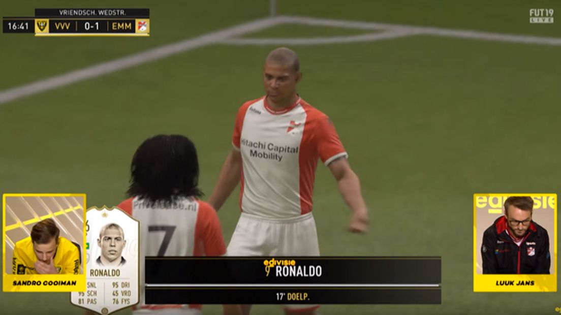 'De echte' Ronaldo in actie voor FC Emmen (screenshot Youtubekanaal eDivisie)