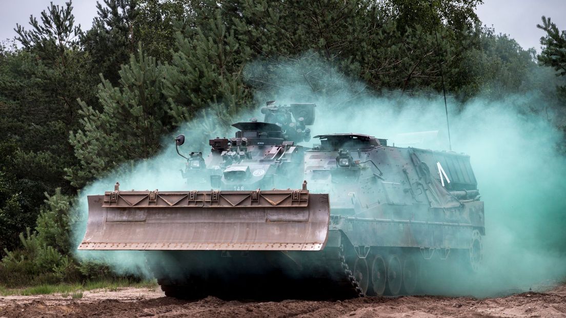 Een Kodiak tank die bij de oefening wordt ingezet