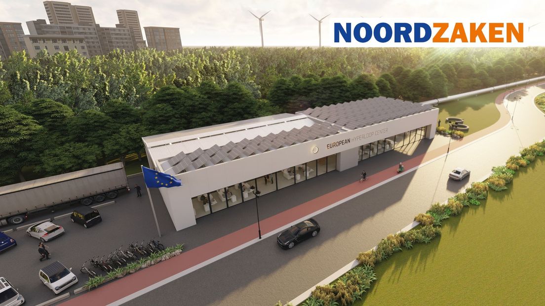 Het nog te bouwen hyperloop testcentrum van Hardt in Zeeland of Groningen