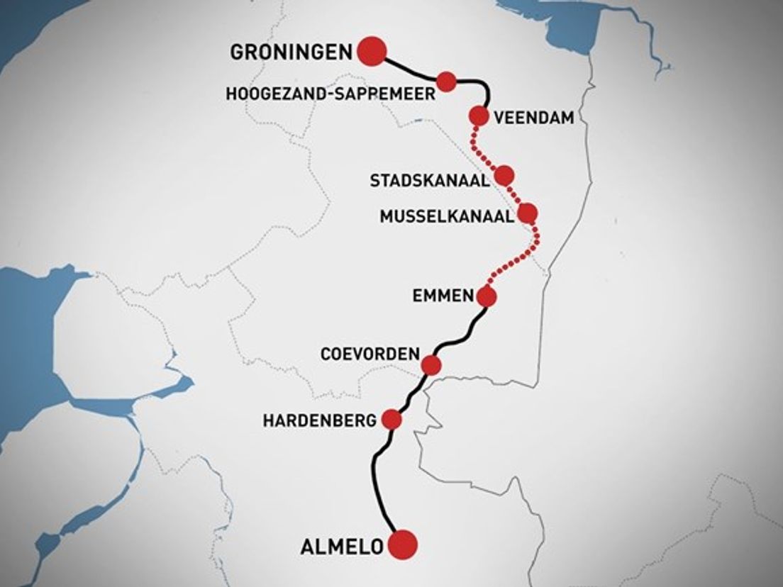 Nedersaksenlijn (kaart: RTV Noord)