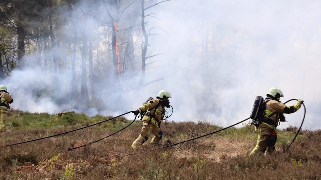 Brandweer in actie bji natuurbrand Denekamp