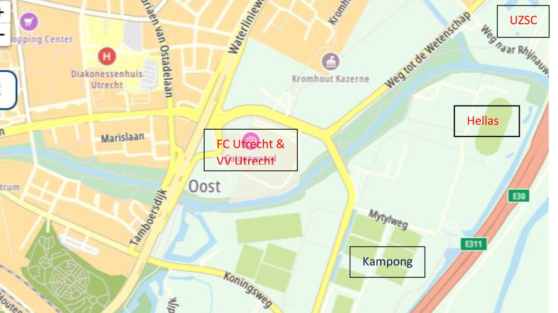 Utrecht Oost, en de vijf die clubs die gaan samenwerken