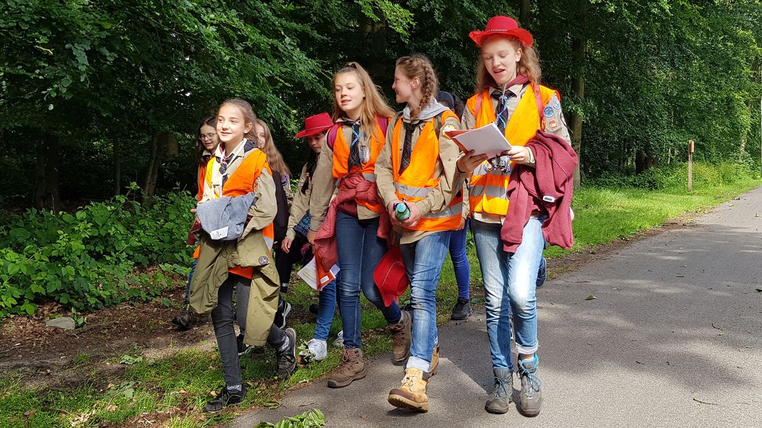 Scouts tijdens een landelijke scoutingwedstrijd in Baarn.