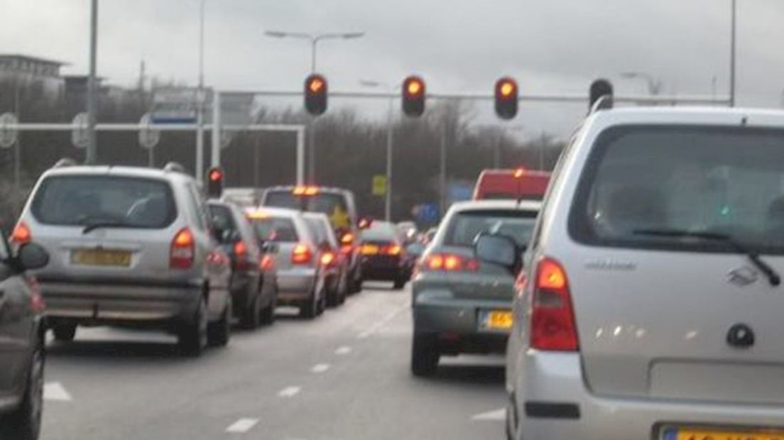 Verkeersopstopping in Zwolle