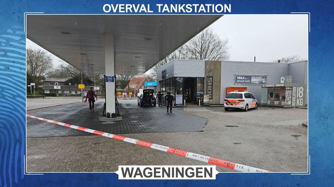 Onderzoek in Wageningen na de overval op het tankstation.