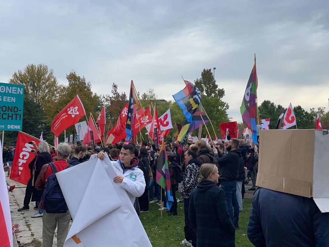 Demonstranten in het park