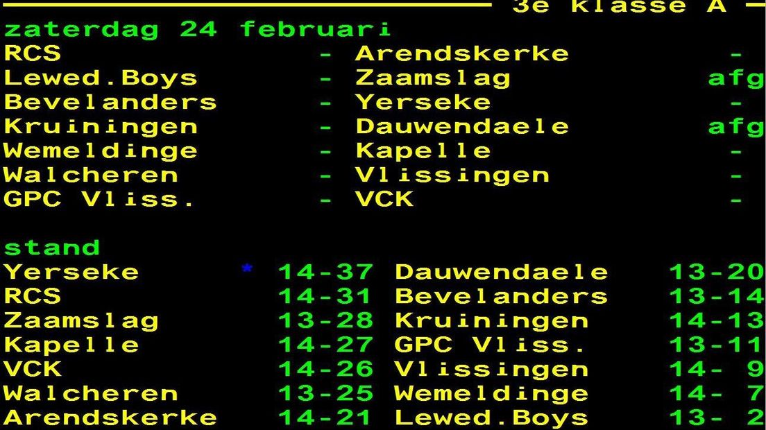 De afgelastingen in de 3e klasse A