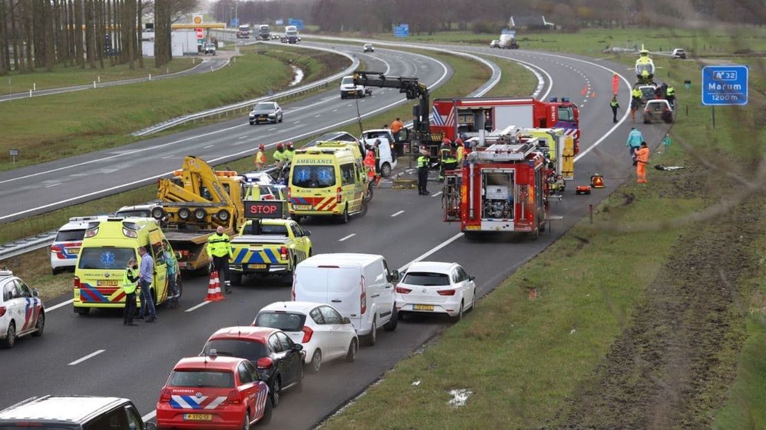 Het ongeluk op de A7 bij Nuis