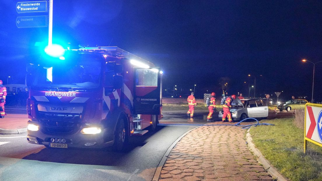 De brandweer in actie in Winschoten