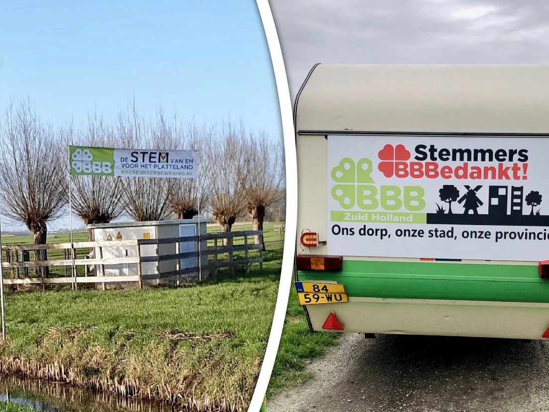 Een billboard in Streefkerk (Molenlanden) en de campagnecaravan