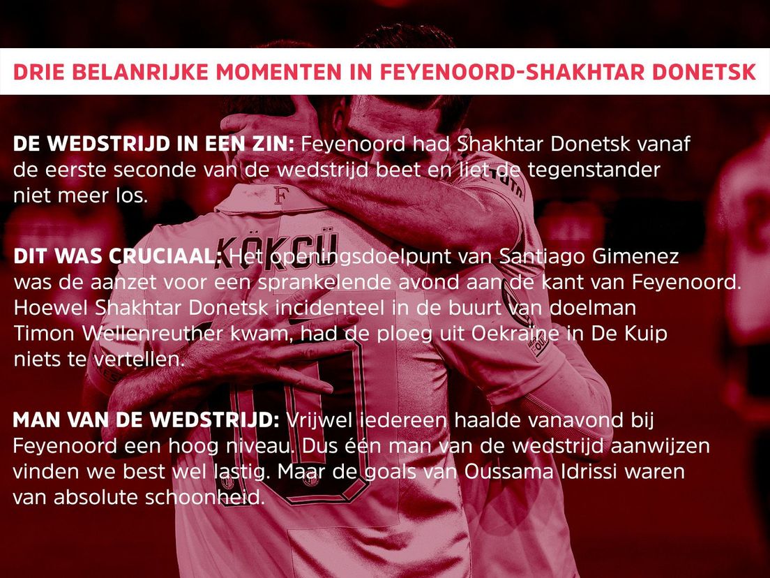 Drie belangrijke momenten in Feyenoord-Shakhtar Donetsk