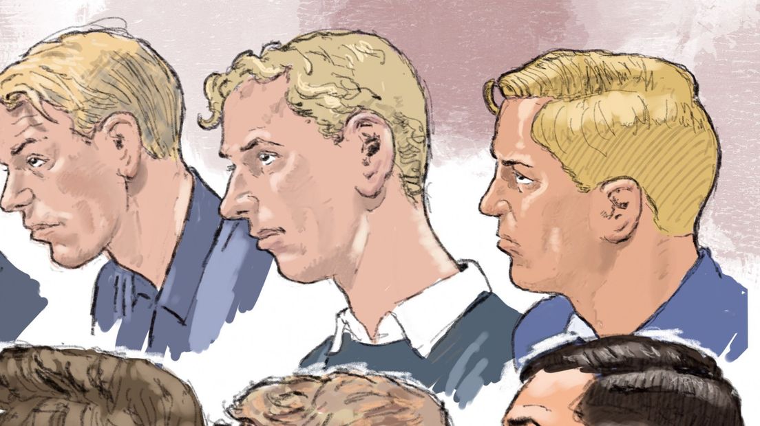 Drie van de negen verdachten, met Lukas O. in het midden
