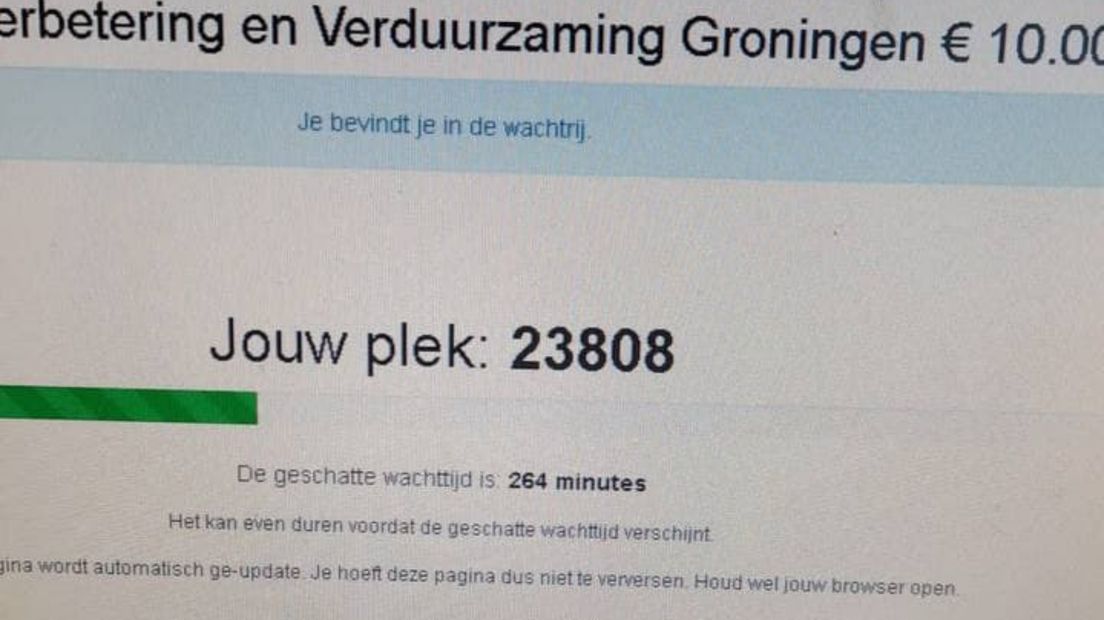 De plek van Oane van der Heide in de wachtrij