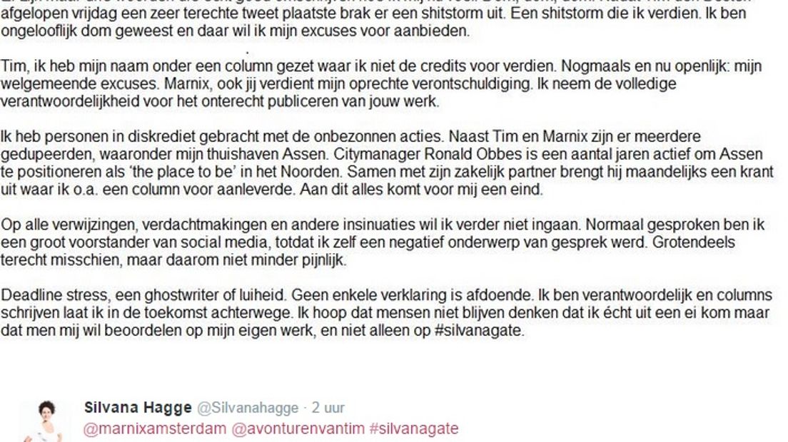 De verklaring van Hagge (Twitter / @Silvanahagge)