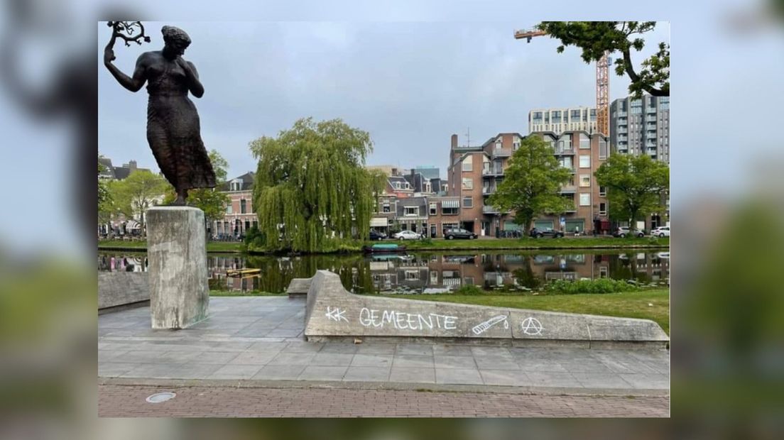 Het monument aan het Kiekpad bij de Lammermarkt