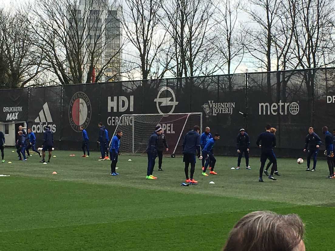 Feyenoord tijdens een openbare training in maart