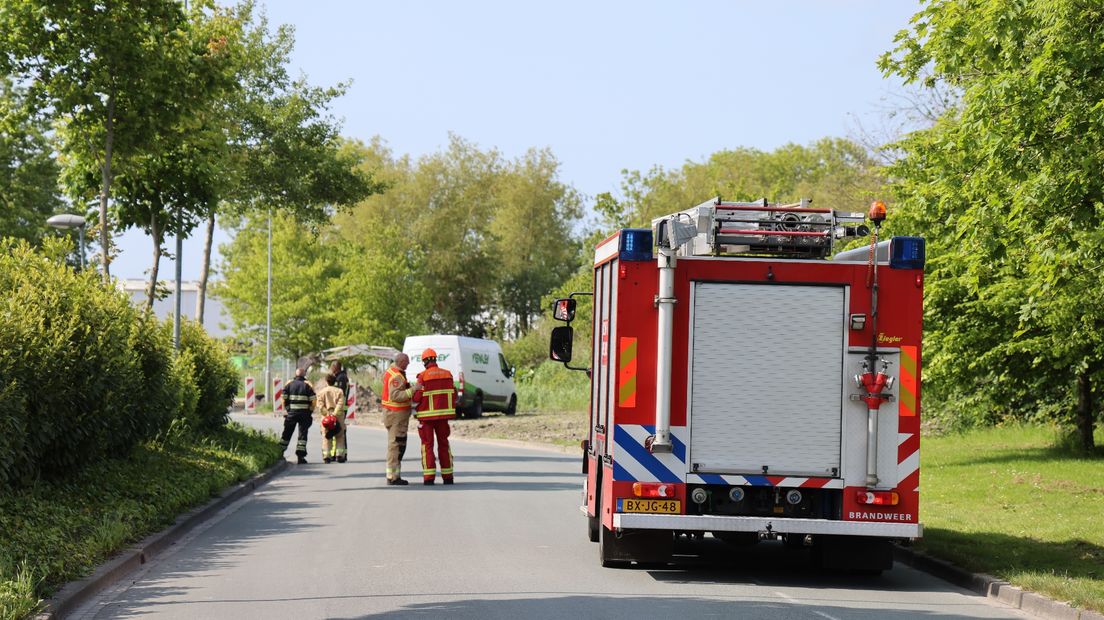 Brandweer bij het gaslek in Farmsum