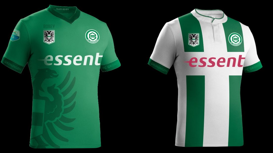Links het uitshirt, rechts het thuisshirt van komend seizoen.