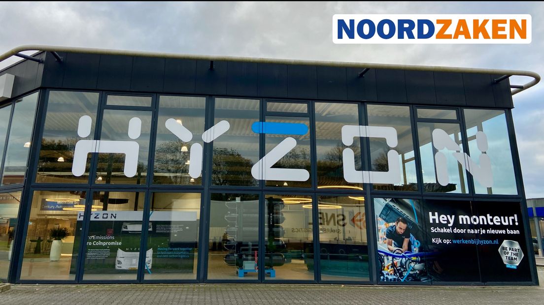 Het Hyzon Experience Center aan de Zeefbaan in Winschoten in aanbouw