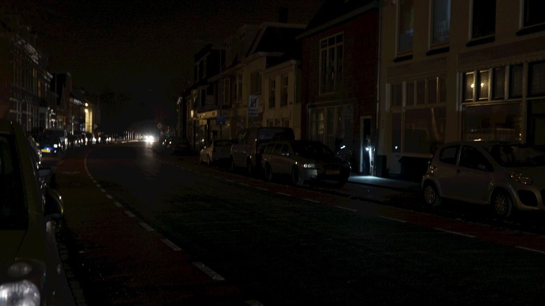 Donkere straten in Deventer door storing