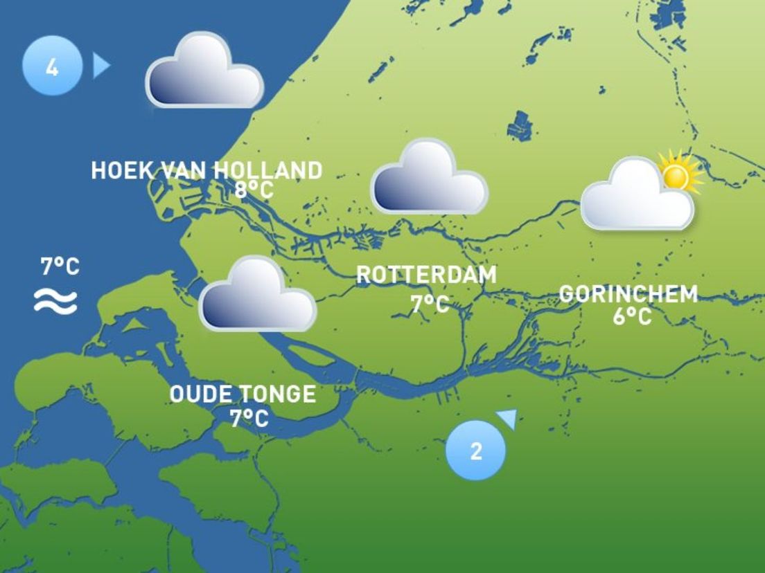 De weerkaart van donderdag 9 februari | Foto: