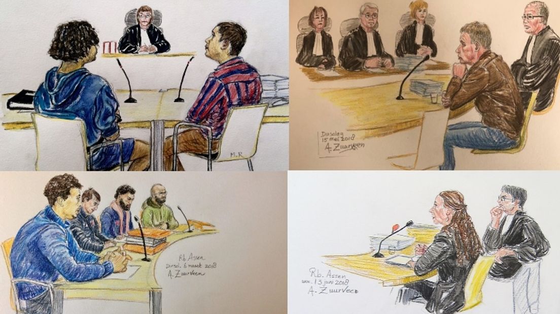 Dit waren de meest spraakmakende Drentse rechtszaken (Tekeningen: Annet Zuurveen)