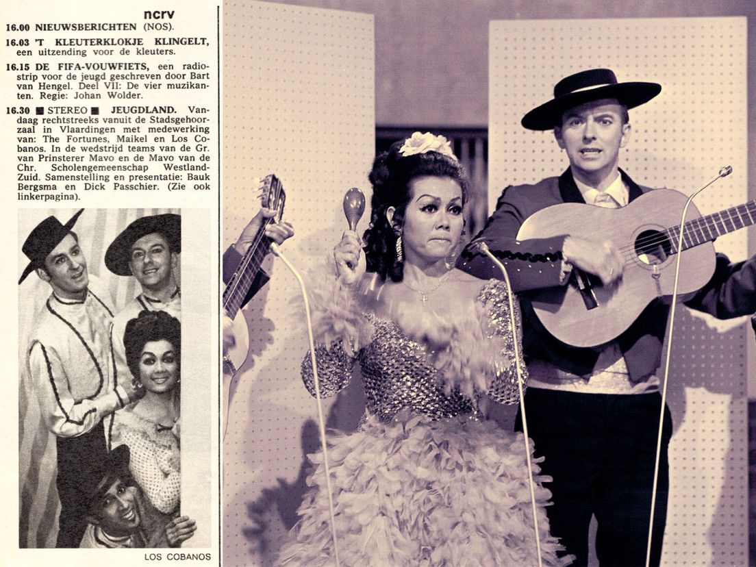 Los Cobanos in 1971 in de Avrobode en in 1968 in de theatershow van André van Duin.