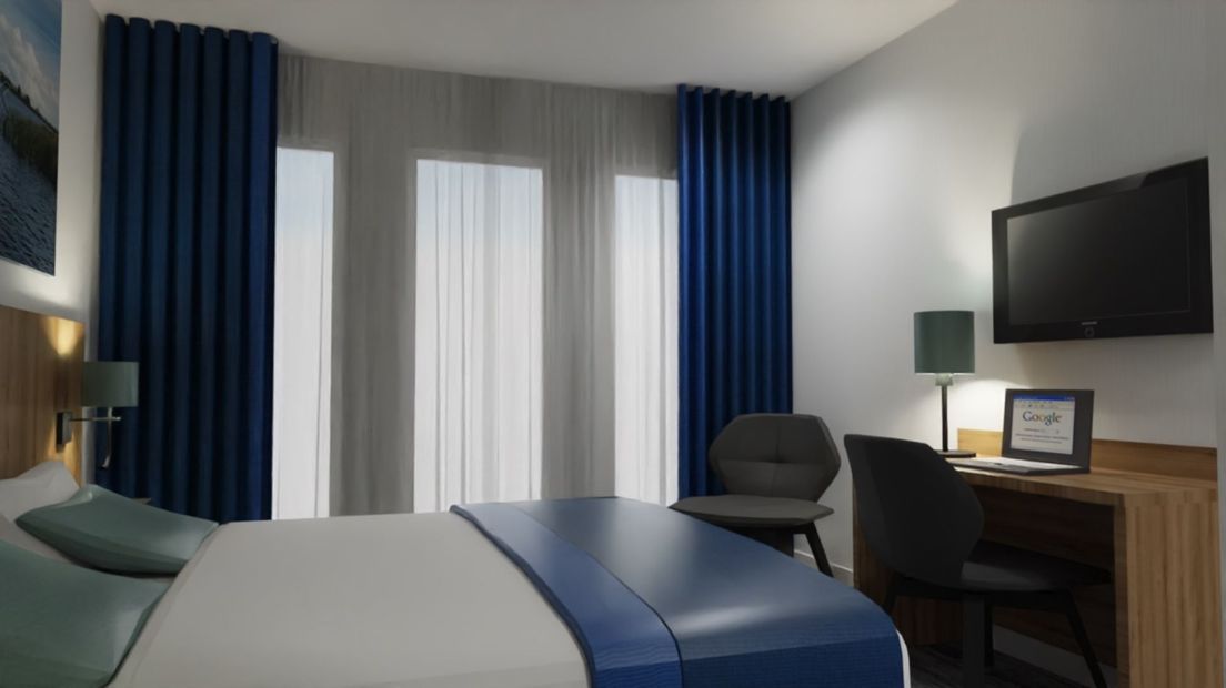Impressie van een kamer in het nieuwe hotel