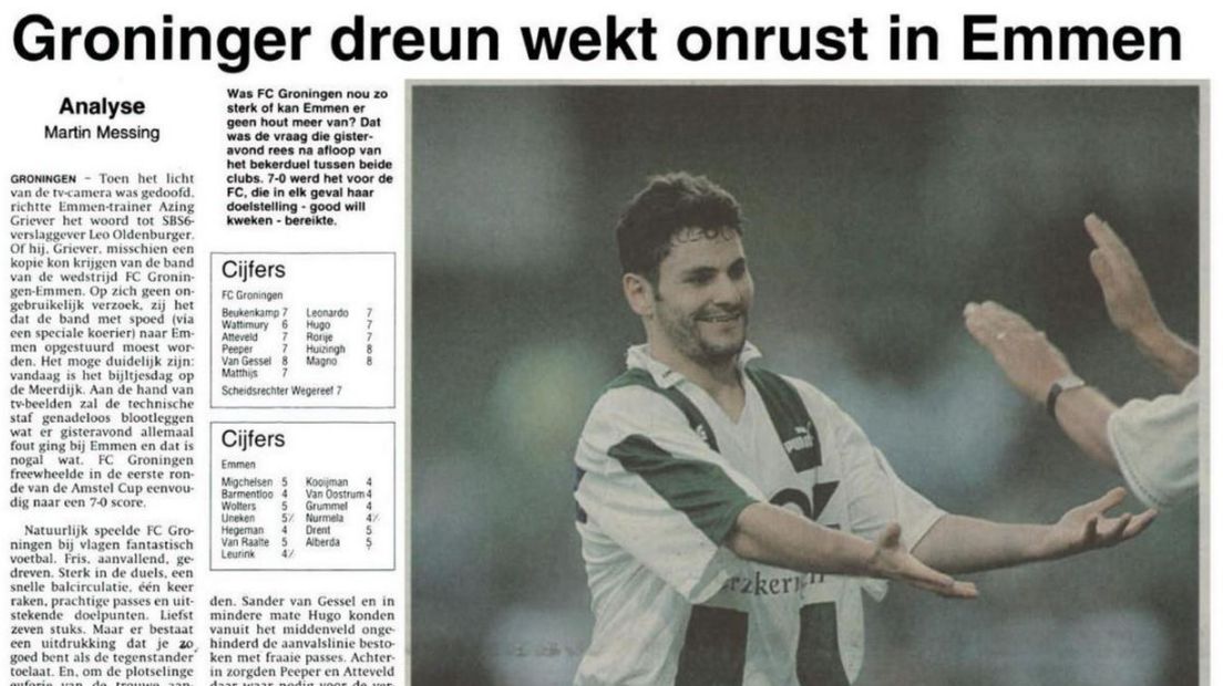 Wedstrijdverslag in Nieuwsblad van het Noorden