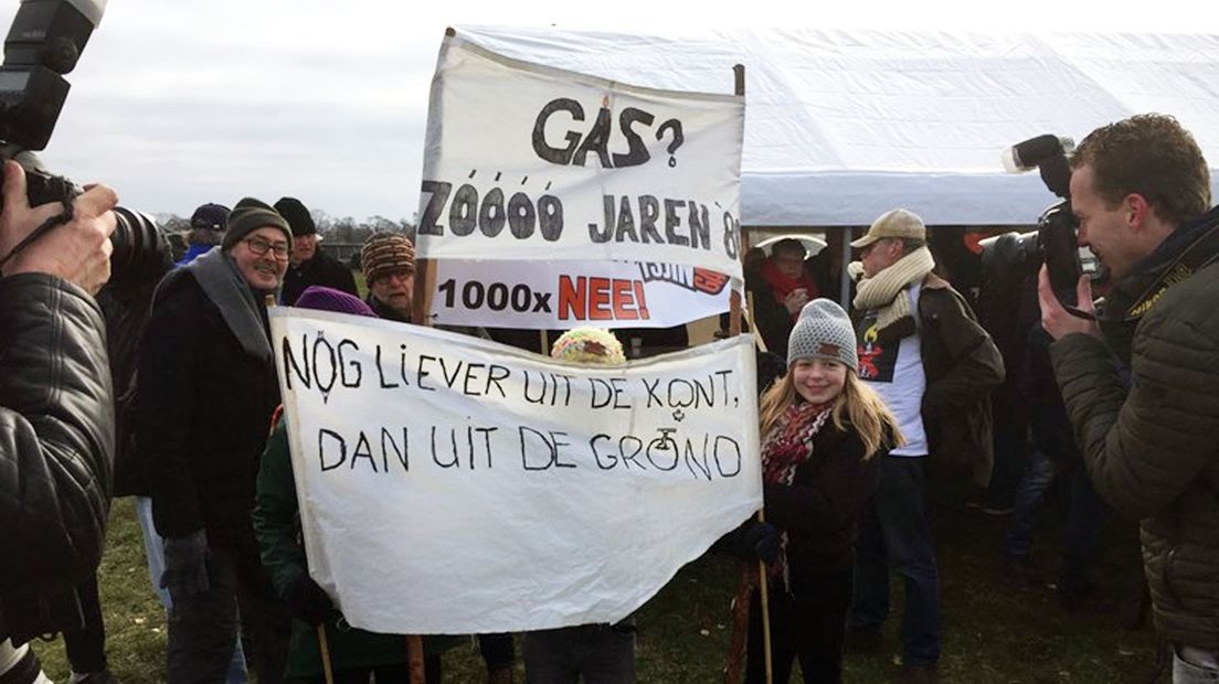 In 2018 protesteerden Friezen en Groningers in Opende tegen de gaswinning