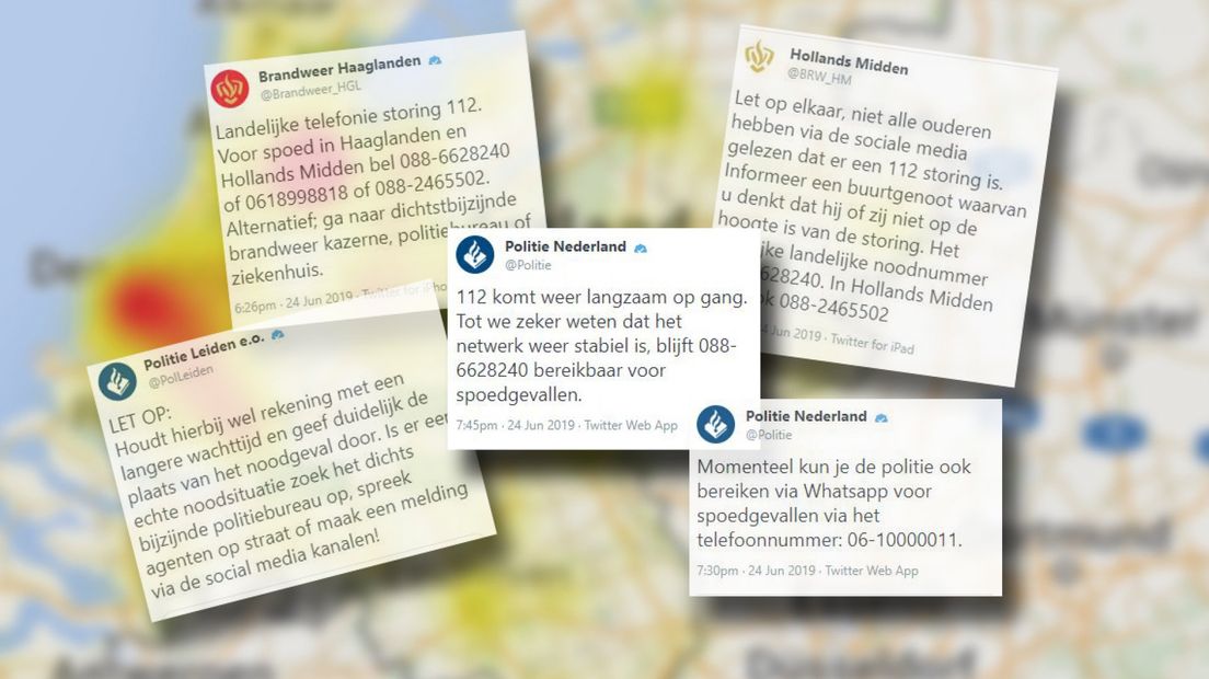 Meldingen tijdens 112-storing