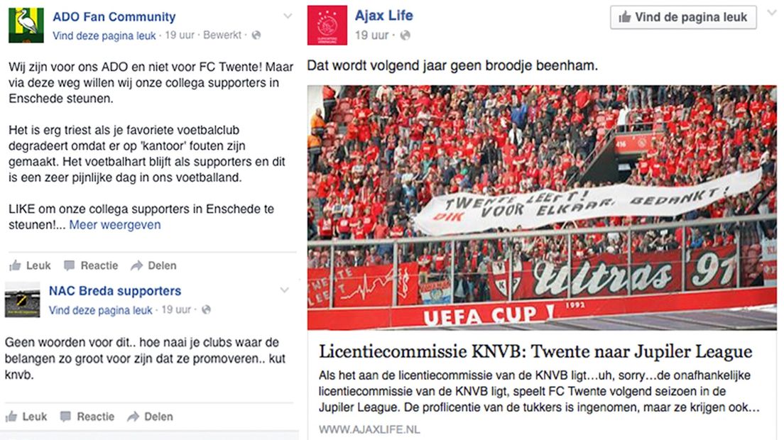 Reacties op degradatie FC Twente