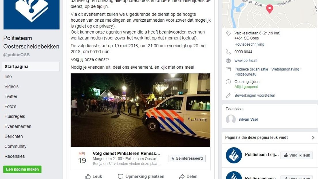 Pinksterweekend van de politie in Renesse is te volgen via Facebook