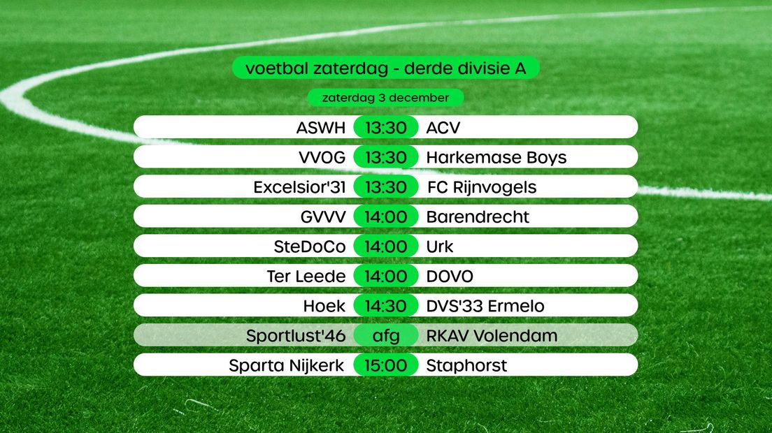 voetbal derde divisie programma