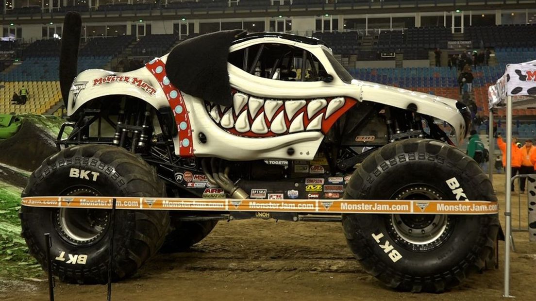 Een van de monstertrucks die dit weekend kan worden bewonderd.