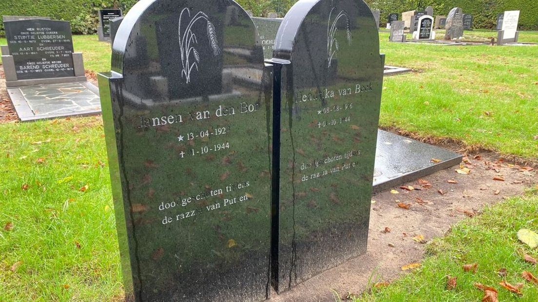 In 2011 hebben drie slachtoffers, Jansen van den Bor, Hendrik Kraai én Hendrika van Beek, een grafsteen gekregen, onder meer mogelijk gemaakt door Stichting Oktober 44. Op de foto de graven van Van den Born en Van Beek.