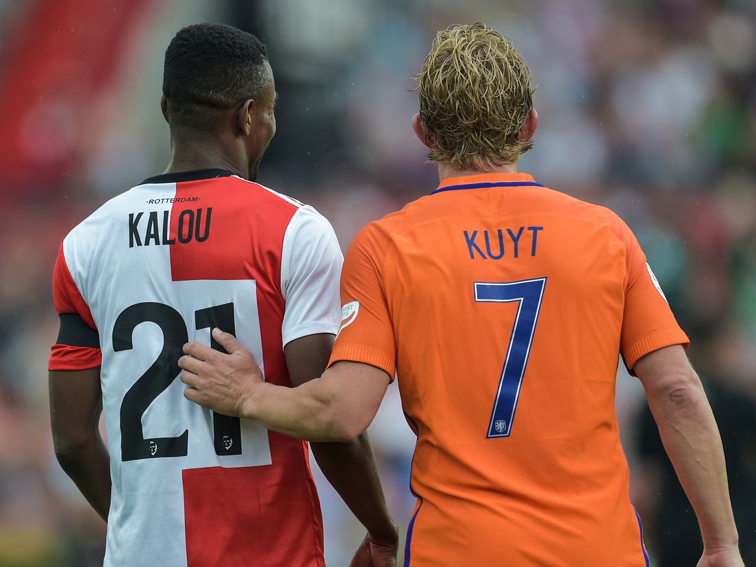 Salomon Kalou en Dirk Kuyt tijdens de Dirk Kuyt Testimonial 2018