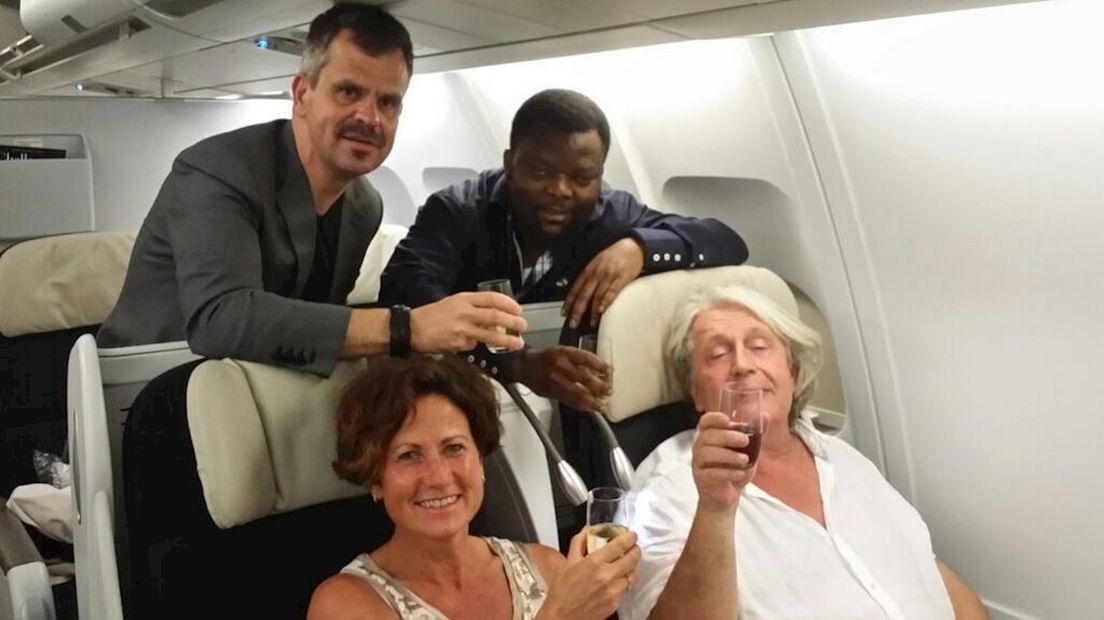 Champagne in het vliegtuig