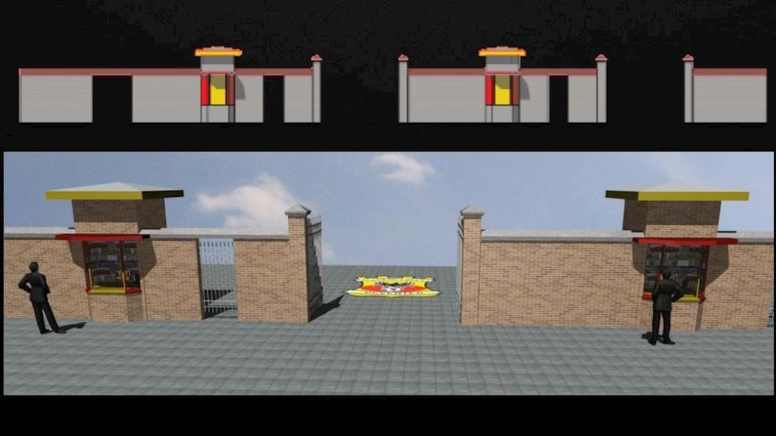 De stadionmuur na renovatie