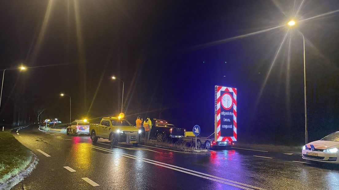 De afgesloten N363 bij Usquert