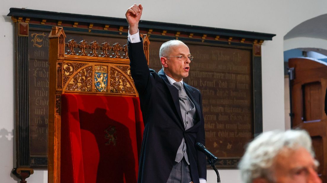 Een foto van vorig jaar: Jan Anthonie Bruijn roept het hoera na het voorlezen van de troonrede