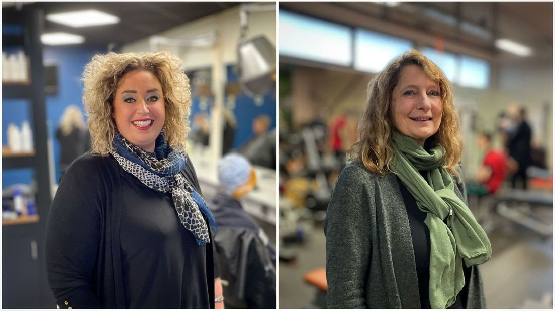 Kapper Marleen Zandbergen en sportschoolhouder Anita Eleveld zijn blij dat ze weer open kunnen