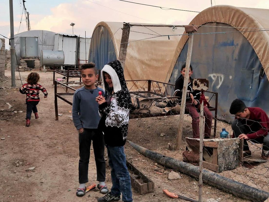Een opvangkamp voor Jezidi's in Khanke, Noord-Irak