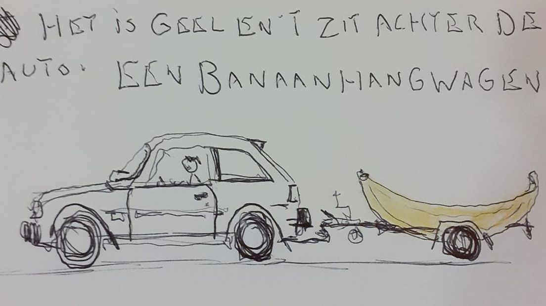 Michel maakt graag tekeningen met verhaaltjes