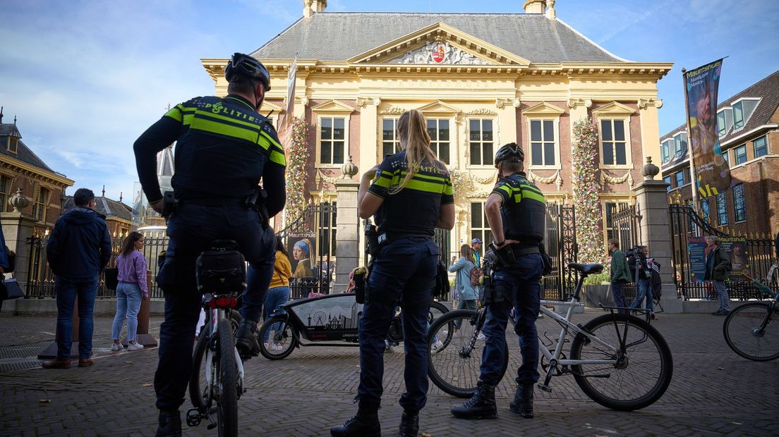 Politie bij het Mauritshuis na de klimaatactie